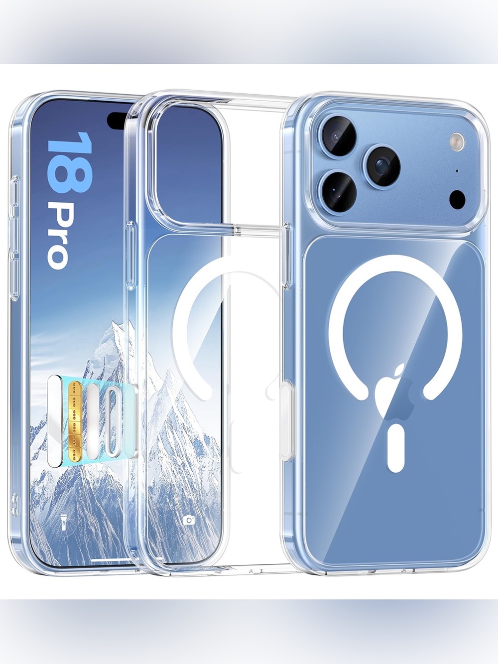Apple Clear MagSafe-Compatible Case with Blue Accent